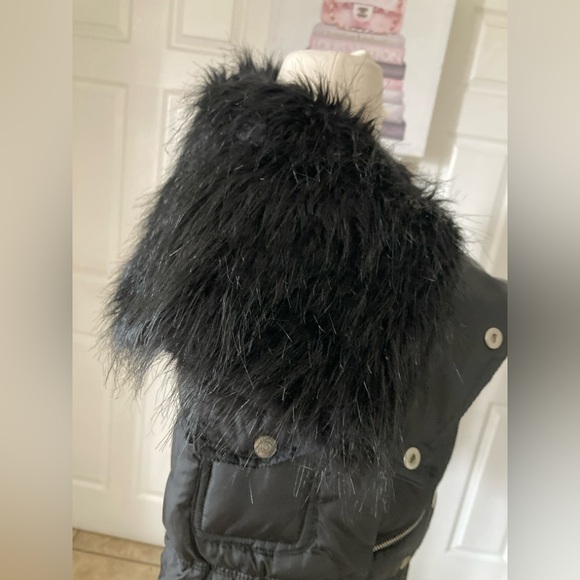 Cappuccino gold puff coat with removable faux fur collar size M - Picture 3 of 10